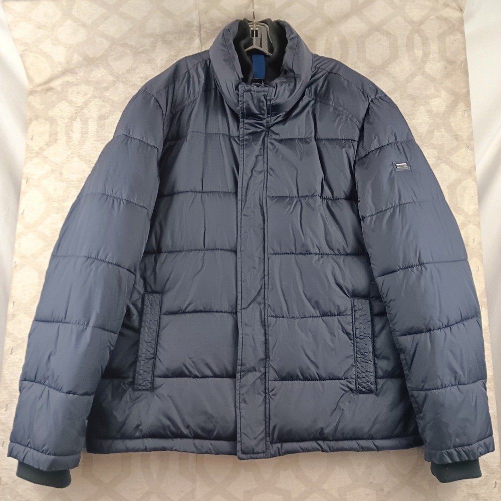Calvin Klein Puffer Jacket Navy Blue L Water Resistant Wind Protection Storm